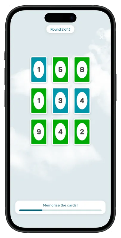 Zen+ Health memory focus game screen